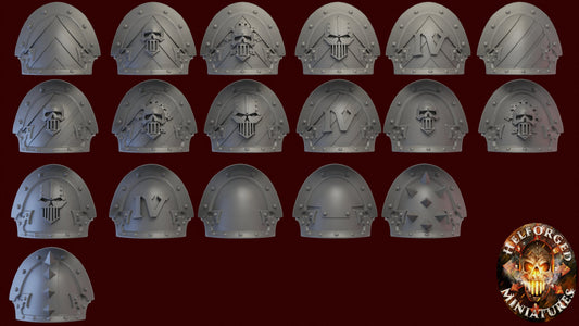 10 Assorted Iron Skull Shoulder Pads - Helforged Miniatures