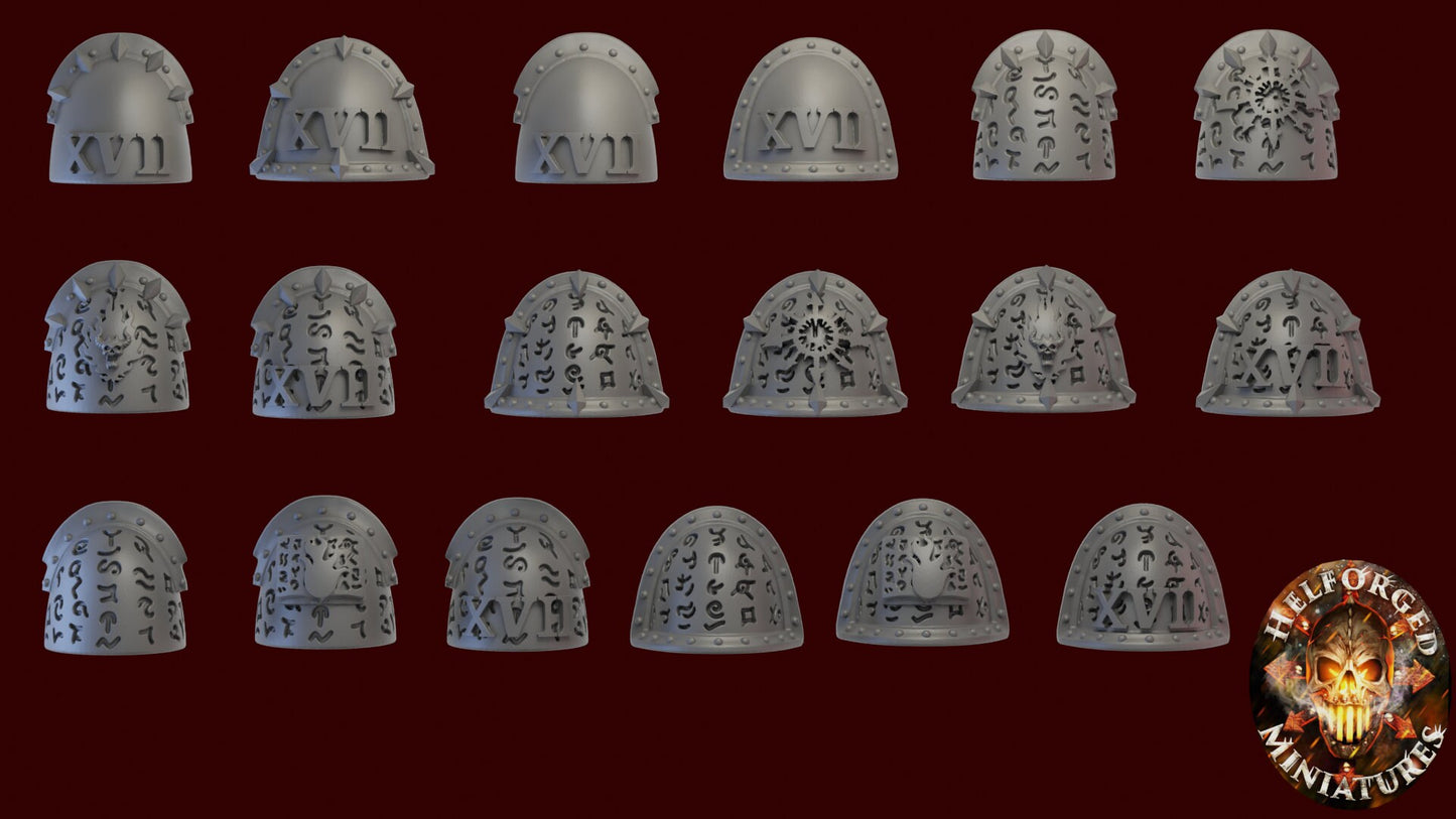10 Assorted Prophets of Ruin Mark 4 Shoulder Pads - Helforged Miniatures