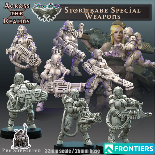 Storm Babes Support Weapons 4 Models - Pinup Corps - Across the Realms - SciFi - Suitable for Stargrave, OnePageRules