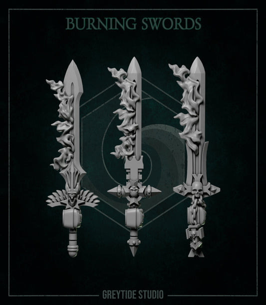 10 Assorted Flaming Swords - Eternal Pilgrims - GreyTide Studios