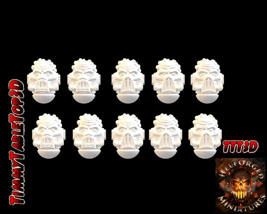 10 x Bare Carnage Heads - Part 2 - Helforged Miniatures